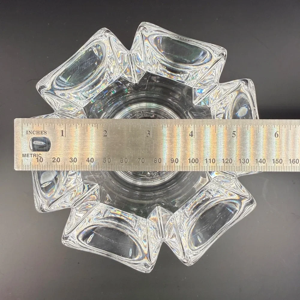 Orrefors Corona Crystal Bowl Lars Hellsten Swedish‎ Art Glass Signed 5.5